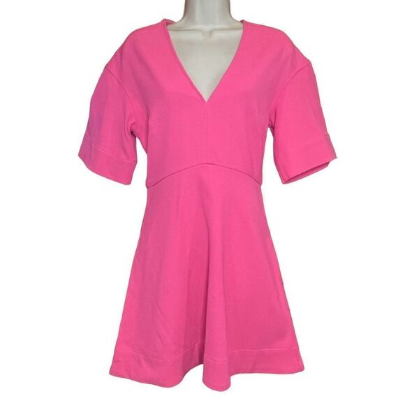 Ganni Stretch Suiting A-Line Minidress in Shocking Pink NWT Size 38/6 - Picture 6 of 10